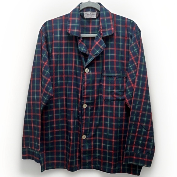 Oscar de la Renta Men’s M/L Pajamas Set Blue Red Plaid Designer Luxury Sleepwear - Picture 5 of 16